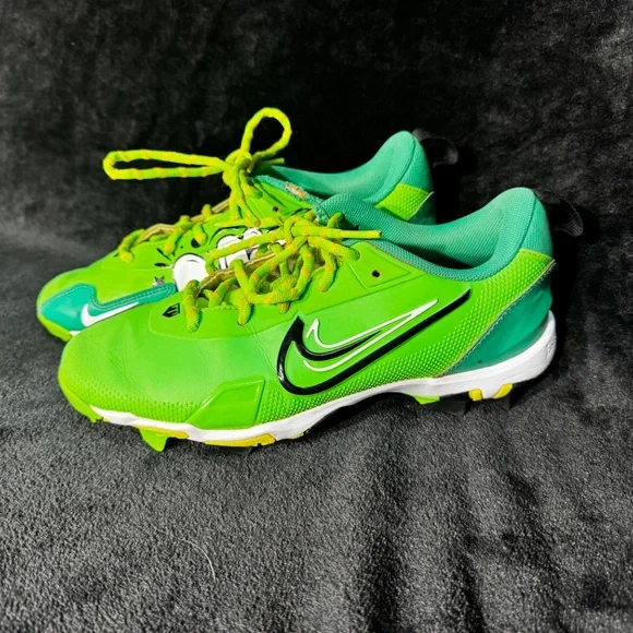 Nike Hustle Youth Baseball Cleats 5Y FZ8656-300 Neon Green Graphic Molded 2024 - Picture 4 of 10